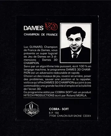 Dames 3D Champion (F) (1987) [Cobra Soft] box cover back